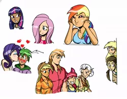 Size: 1014x787 | Tagged: safe, artist:chillguydraws, derpibooru import, apple bloom, applejack, big macintosh, derpy hooves, doctor whooves, fluttershy, granny smith, rainbow dash, rarity, spike, time turner, twilight sparkle, human, dashface, female, humanized, male, shipping, so awesome, sparity, straight