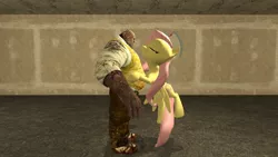 Size: 1366x768 | Tagged: 3d, bioshock 2, derpibooru import, fluttershy, gmod, hat, nurse, safe, smooch, splicer