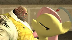 Size: 1366x768 | Tagged: 3d, close-up, derpibooru import, eyes closed, fluttershy, gmod, hat, nurse, safe, smooch, splicer