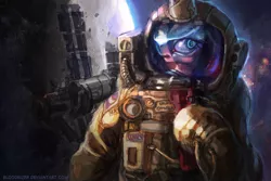 Size: 1024x682 | Tagged: alicorn, artist:bloodrizer, astronaut, derpibooru import, moon, princess luna, safe, solo, space, spacesuit