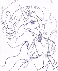 Size: 600x736 | Tagged: anthro, armpits, artist:suirano, belly button, bikini, breasts, busty princess celestia, clothes, derpibooru import, female, monochrome, princess celestia, solo, solo female, suggestive, swimsuit