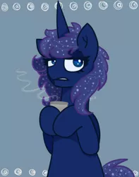 Size: 450x572 | Tagged: artist:hollyhooves, derpibooru import, mug, princess luna, safe, solo