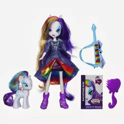Size: 1600x1600 | Tagged: safe, derpibooru import, official, rarity, equestria girls, rainbow rocks, backstage pass, brush, keytar, musical instrument, toy
