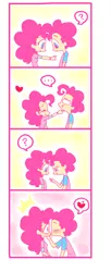 Size: 832x2048 | Tagged: ..., artist:annie-aya, bubble berry, bubblepie, comic, derpibooru import, female, heart, human, humanized, kissing, male, pinkie pie, question mark, rule 63, safe, selfcest, self ponidox, shipping, straight
