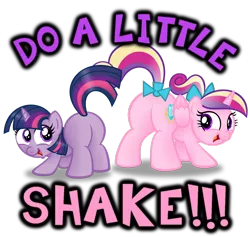 Size: 1280x1215 | Tagged: artist:aleximusprime, butt shake, cute, derpibooru import, filly, happy, looking back, plot, plot pair, princess cadance, safe, simple background, smiling, sunshine sunshine, transparent background, twilight sparkle