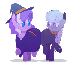 Size: 1500x1300 | Tagged: safe, artist:secretgoombaman12345, derpibooru import, diamond tiara, silver spoon, earth pony, pony, ask chubby diamond, bump bump sugar lump rump, butt to butt, butt touch, chubby, clothes, costume, fat, halloween