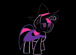 Size: 550x400 | Tagged: animated, artist:olympic tea bagger, clothes, costume, derpibooru import, halloween, outfit, reverse colors, safe, solo, spooky, twilight sparkle, witch