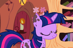 Size: 814x540 | Tagged: safe, derpibooru import, screencap, twilight sparkle, unicorn, it's about time, animated, cropped, dirty, golden oaks library, messy mane, mud, solo, unicorn twilight