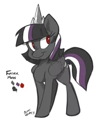 Size: 2471x3000 | Tagged: artist:bluntwhiskey, derpibooru import, oc, oc:feathermoon, offspring, parent:king sombra, parents:twibra, parent:twilight sparkle, reference sheet, safe, solo, unofficial characters only