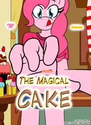 Size: 1240x1704 | Tagged: safe, artist:otakon, derpibooru import, pinkie pie, anthro, earth pony, comic, female, macro, solo