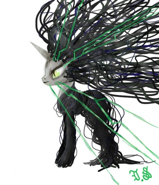 Size: 559x650 | Tagged: artist:izzy9, derpibooru import, long mane, ponified, safe, shodan, solo, system shock, system shock 2