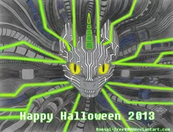 Size: 1024x777 | Tagged: artist:bonsai-tree009, derpibooru import, face, halloween, ponified, safe, shodan, system shock, system shock 2