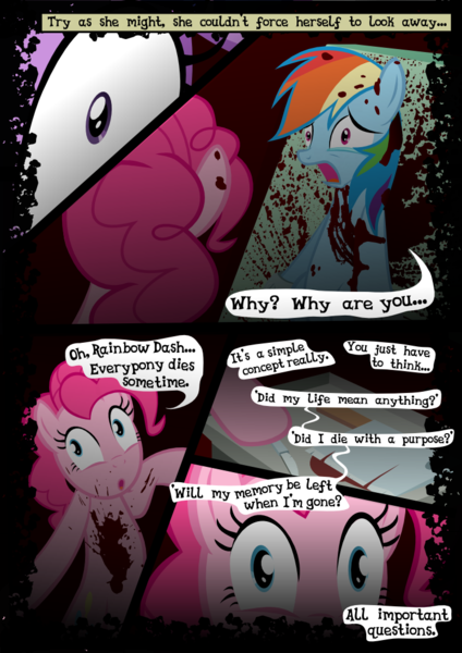 Size: 744x1052 | Tagged: artist:mashuga31, blood, comic, derpibooru import, fanfic:silent ponyville, grimdark, pinkie pie, rainbow dash