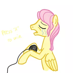 Size: 600x600 | Tagged: safe, artist:hudoyjnik, artist:synch-anon, derpibooru import, fluttershy, butterscotch, controller, press x to win, rule 63, solo