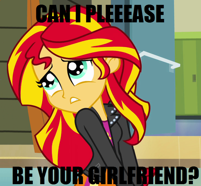 Size: 871x807 | Tagged: safe, derpibooru import, edit, screencap, sunset shimmer, equestria girls, anime battle thread, begging, bronybait, cute, frown, gritted teeth, image macro, meme, sad, shimmerbetes, solo, waifu