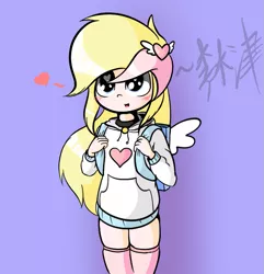 Size: 825x855 | Tagged: safe, artist:lightningnickel, derpibooru import, oc, oc:inkie heart, unofficial characters only, equestria girls, backpack, clothes, collar, cute, equestria girls-ified, heart, heart eyes, open mouth, smiling, solo, stockings, sweater, sweater dress, tumblr