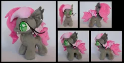 Size: 2689x1373 | Tagged: safe, artist:fireflytwinkletoes, derpibooru import, oc, oc:heartbeat, unofficial characters only, bat pony, pony, blank flank, fangs, filly, heart eyes, irl, photo, plushie, solo, wingding eyes