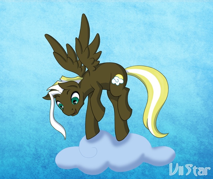 Size: 1011x851 | Tagged: safe, artist:viistar, derpibooru import, oc, unofficial characters only, pegasus, pony, cloud, flying, solo, whitecloud