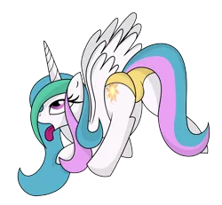 Size: 6860x6326 | Tagged: suggestive, artist:4-cardinal, derpibooru import, princess celestia, alicorn, pony, absurd resolution, ahegao, clothes, crotch bulge, female, mare, open mouth, panties, plot, presenting, sexy, solo, solo female, spread legs, tongue out, underwear, wedgie, wet mane, wingboner