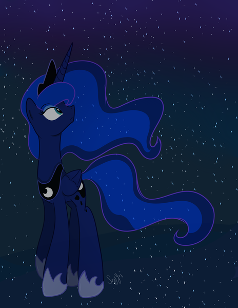 Size: 1280x1656 | Tagged: safe, artist:sey--yes, derpibooru import, princess luna, alicorn, pony, female, looking up, mare, signature, solo