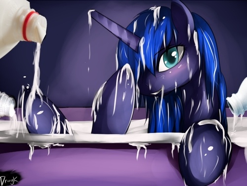 Size: 500x378 | Tagged: artist:dragk, artist:mylittlepornedits, derpibooru import, edit, milk, milk bath, not porn, princess luna, safe, solo