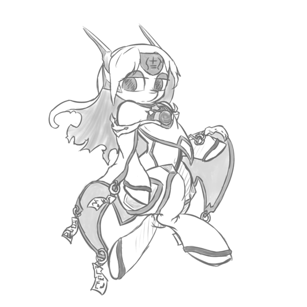 Size: 3000x3000 | Tagged: artist:shirohomura, blazblue, derpibooru import, high res, monochrome, mu-12, ponified, safe, solo