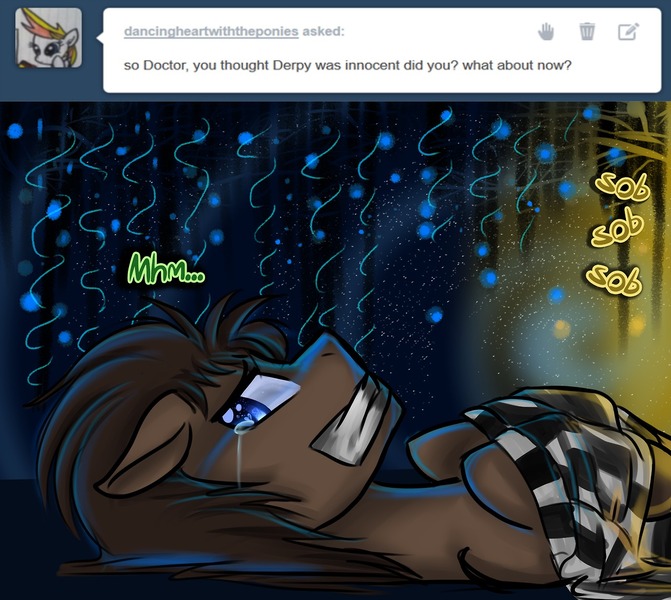 Size: 1280x1145 | Tagged: bedeviled-derpy, bondage, derpibooru import, doctor whooves, safe, solo, time turner, tumblr