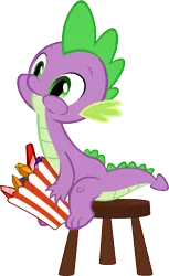 Size: 3000x4907 | Tagged: artist:chisella1412, derpibooru import, dragon, edit, gem, safe, simple background, sitting, solo, spike, stool, too many pinkie pies, transparent background, vector