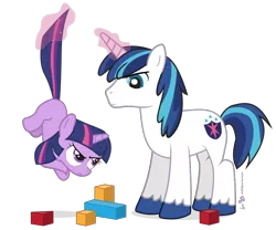 Size: 990x825 | Tagged: safe, artist:dm29, derpibooru import, shining armor, twilight sparkle, angry, blocks, duo, filly, image, magic, png, simple background, suspended, tail, tail pull, transparent background