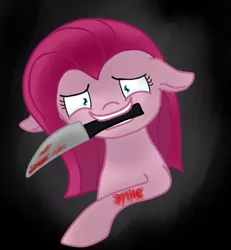 Size: 449x486 | Tagged: artist:rainbowdashart101, blood, grimdark, knife, pinkamena diane pie, pinkie pie, self harm, solo