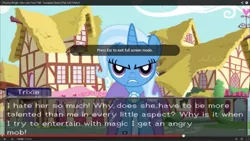 Size: 1366x768 | Tagged: safe, derpibooru import, trixie, pony, unicorn, double rainboom puppet, female, looking at you, mare, screenshot failure, solo, turnabout storm
