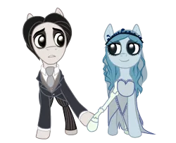 Size: 800x650 | Tagged: artist:cat-cly, clothes, corpse bride, derpibooru import, emily, ponified, safe, suit, the corpse bride, victor, victor van dort
