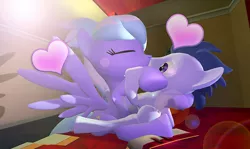 Size: 640x382 | Tagged: 3d, anonymous, anonymous artist, bed, cloudchaser, derpibooru import, female, gmod, kissing, love, male, meme, rumble, rumblechaser, safe, shipping, straight