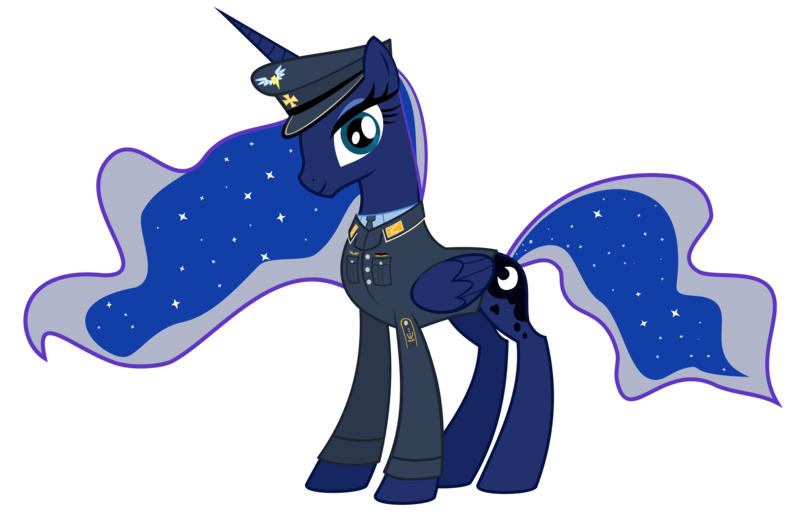 Size: 8094x5190 | Tagged: absurd resolution, artist:bronyvagineer, clothes, derpibooru import, princess luna, safe, simple background, solo, uniform