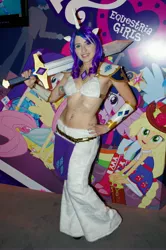 Size: 3264x4928 | Tagged: artist:blakstarr, bellyring, cosplay, derpibooru import, human, irl, irl human, photo, rarity, safe, san diego comic con, solo, sword, weapon