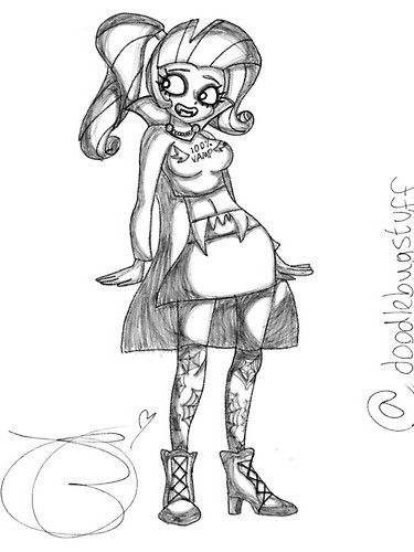 Size: 375x500 | Tagged: safe, artist:doodlebugstuff, derpibooru import, rarity, vampire, equestria girls, 30 minute art challenge, belly button, clothes, costume, halloween, midriff, monochrome, solo