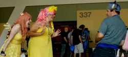 Size: 1024x460 | Tagged: safe, artist:atrusoranis, derpibooru import, fluttershy, iron will, human, bronycon, bronycon 2013, convention, irl, irl human, photo