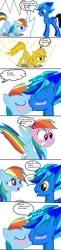 Size: 441x1809 | Tagged: safe, derpibooru import, rainbow dash, oc, pegasus, pony, pony creator, blushing, canon x oc, comic, donut steel, duo, eww, female, kissing, male, ms paint, ohgodwhat, straight, text, wat, why