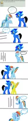Size: 433x1847 | Tagged: safe, artist:brandonking2013, derpibooru import, rainbow dash, oc, pegasus, pony, pony creator, ask, blushing, canon x oc, comic, dare, donut steel, duo, eww, female, kissing, male, ms paint, ohgodwhat, straight, text, wat, why