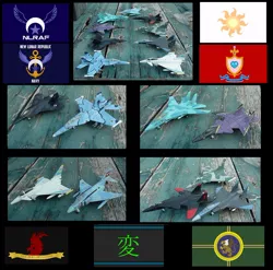 Size: 898x889 | Tagged: aircraft, air force, artist:lonewolf3878, barely pony related, cadance monarchy, changeling, changeling kingdom, dassault rafale, derpibooru import, ef2000, eurofighter typhoon, f-14 tomcat, f-15 eagle, f-22 raptor, f-4j phantom, f/a-18 hornet, fighter, flag, griffon empire, jet, jet fighter, legion of discord, navy, new lunar republic, safe, shadowbolts, solar empire, sukhoi su-47 berkut