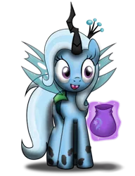 Size: 640x834 | Tagged: safe, artist:evil-dec0y, derpibooru import, queen chrysalis, trixie, pony, unicorn, clothes, costume, female, kathleen barr, mare, nightmare night, solo, voice actor joke
