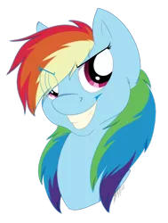 Size: 552x731 | Tagged: safe, artist:aidennn, derpibooru import, rainbow dash, pegasus, pony, bust, female, mare, portrait, simple background, smiling, solo, transparent background