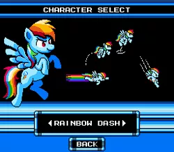 Size: 256x224 | Tagged: safe, artist:khaomortadios, derpibooru import, rainbow dash, crossover, game, megaman, megapony, pixel art