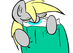 Size: 550x400 | Tagged: safe, artist:olympic tea bagger, derpibooru import, derpy hooves, pegasus, pony, animated, female, mare, pillow, solo, wiggly