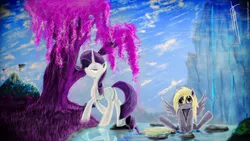 Size: 2500x1406 | Tagged: safe, artist:fearyzy, derpibooru import, derpy hooves, rarity, pegasus, pony, female, mare
