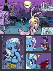 Size: 800x1070 | Tagged: anthro, artist:mirapony, bag, breasts, bunny costume, bunnyshy, cape, clothes, comic, comic:dust to dawn, costume, derpibooru import, evening gloves, fluttershy, king sombra, leotard, magician outfit, nightmare night, rarity, special nightmare night, stockings, suggestive, thigh highs, trixie, twilight sparkle, unguligrade anthro