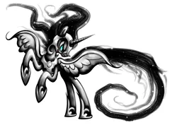 Size: 1754x1240 | Tagged: artist:rambopvp, derpibooru import, grayscale, monochrome, nightmare moon, safe, solo