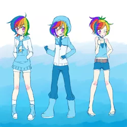 Size: 2500x2500 | Tagged: artist:applestems, clothes, converse, derpibooru import, hoodie, human, humanized, ponytail, rainbow dash, safe, shoes