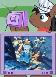 Size: 563x771 | Tagged: clown, derpibooru import, exploitable meme, full steam, giraffe, meme, obligatory pony, promontory, safe, the little engine that could, tilly, train, tv meme