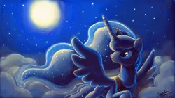 Size: 800x450 | Tagged: artist:sewyouplushiethings, cloud, cloudy, derpibooru import, moon, night, princess luna, safe, solo